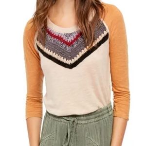 Free People Crochet Yoke Top Calm Sand Com…